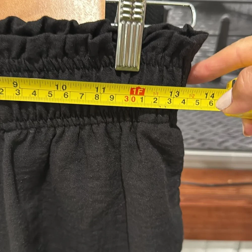 H&M Women Black Wide-Leg Pants Elastic waist Small Linen blend